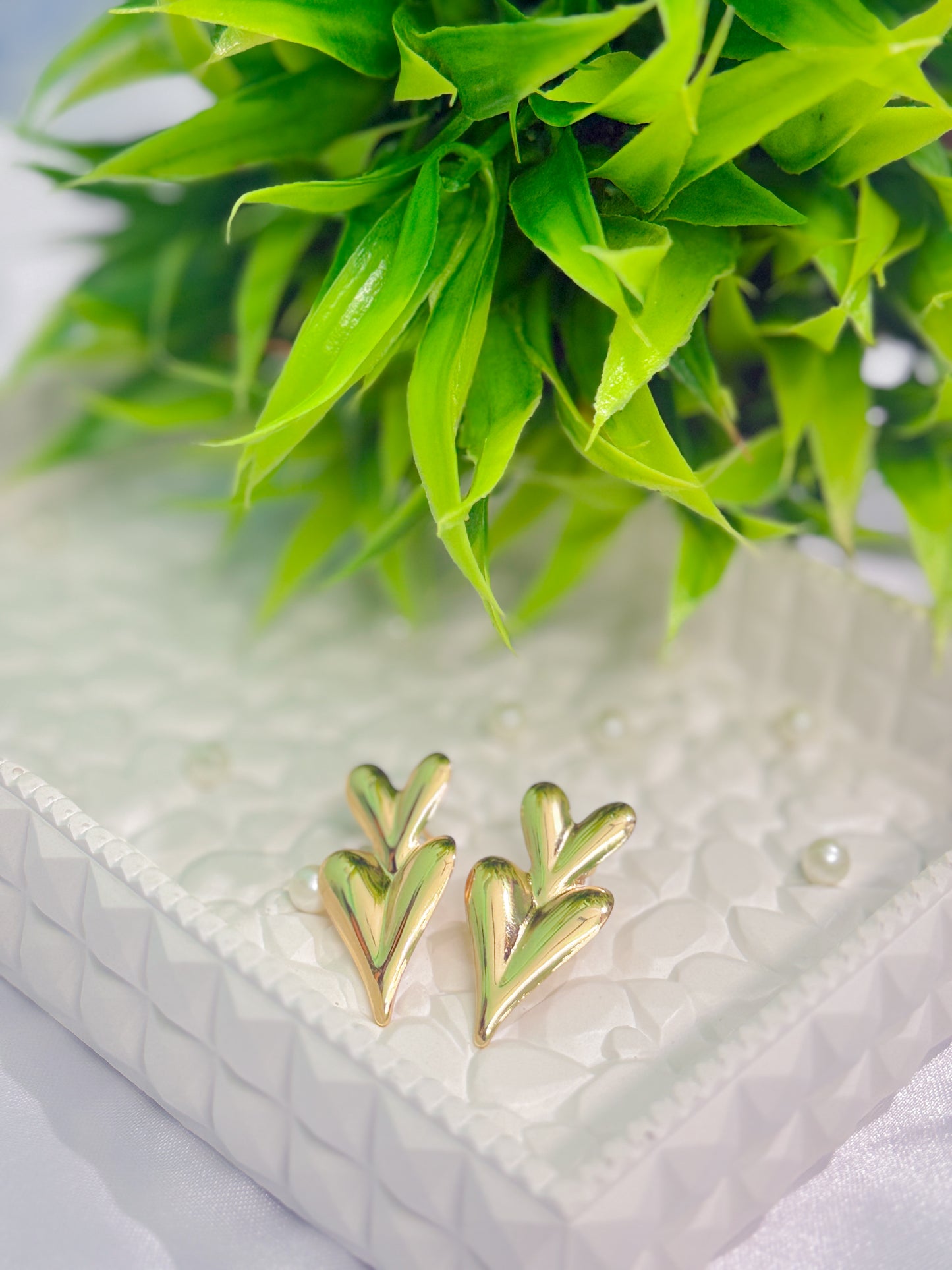 Antitarnised Dual Heart-shaped stud Earrings