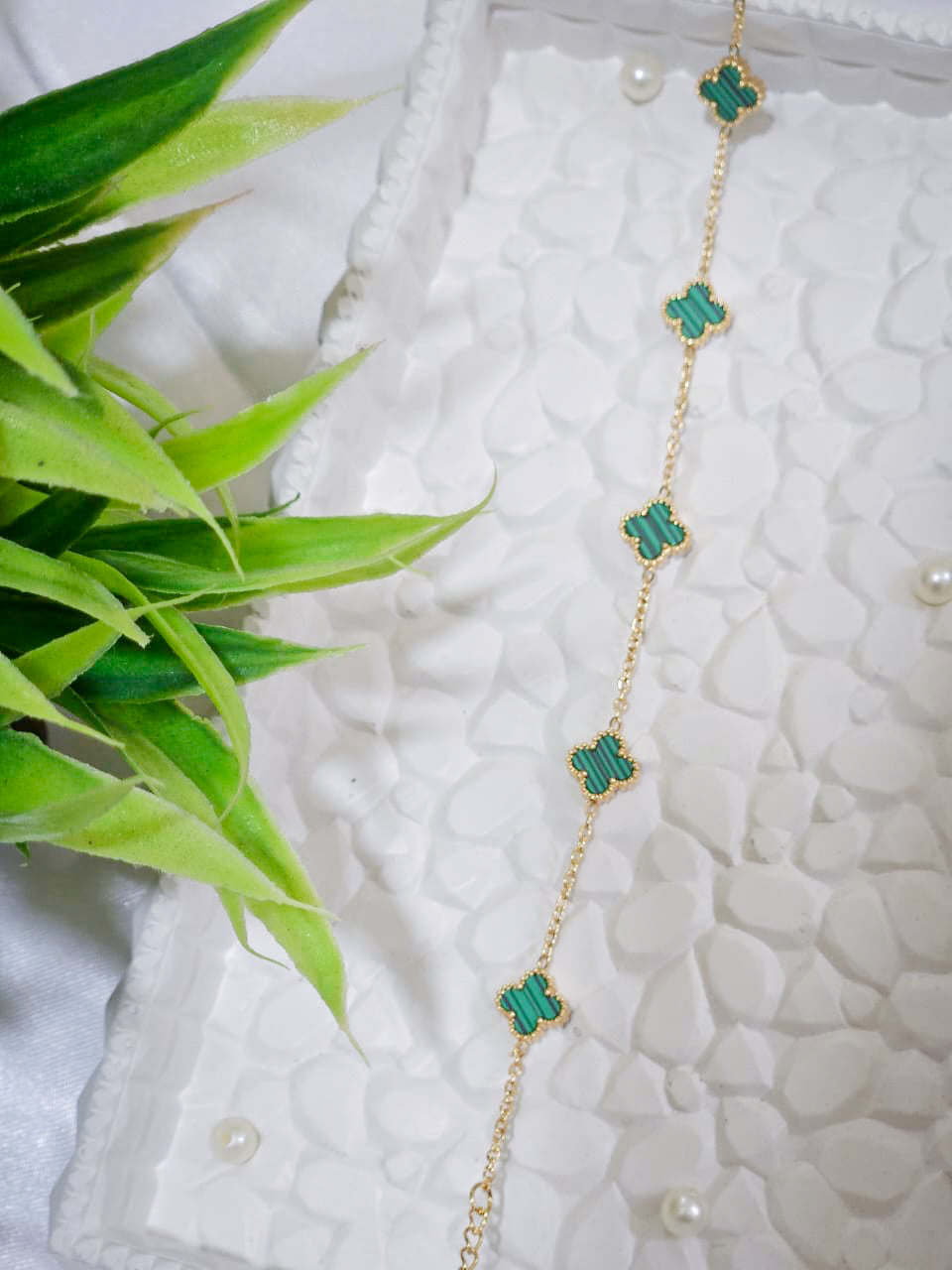 Green Leaf Clover Charm Bracelet