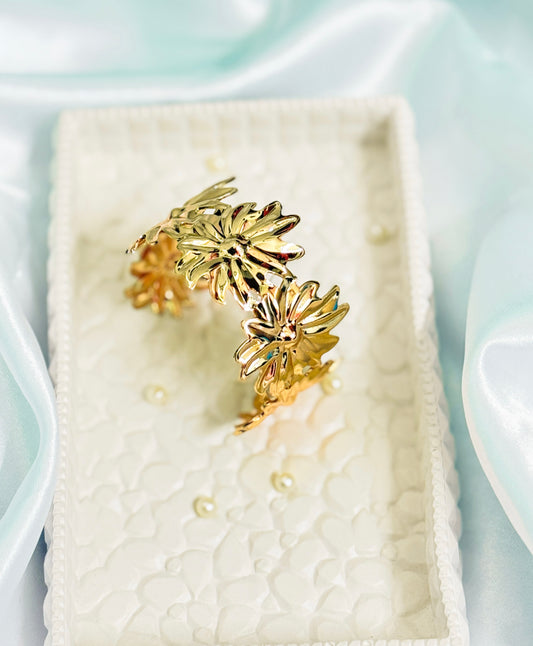 Golden floral cuff bracelet