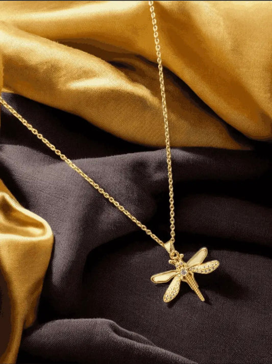GOLD PLATED ANTITARNISH DRAGON FLY CHAIN