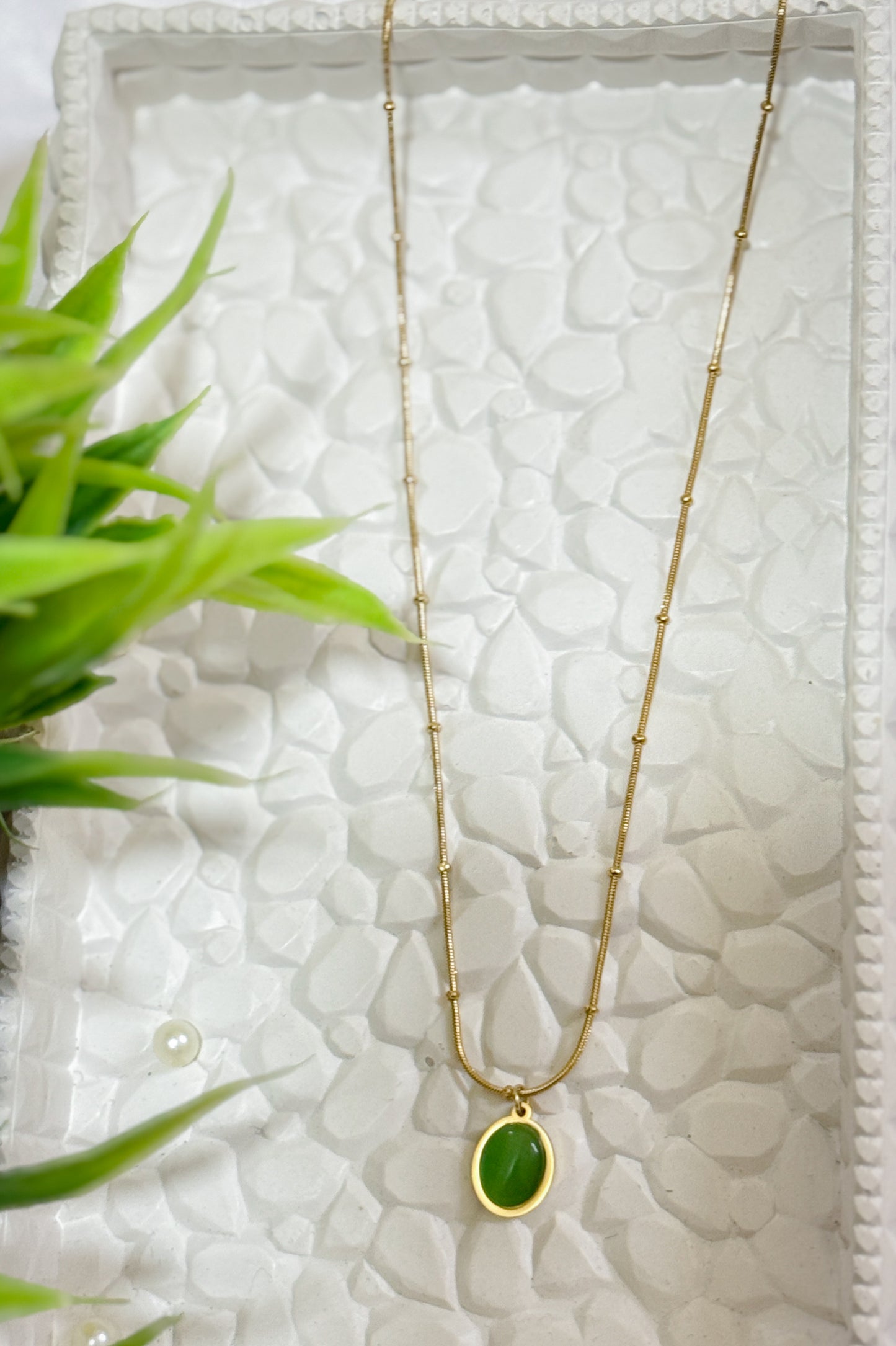 Green Oval Stone Pendant