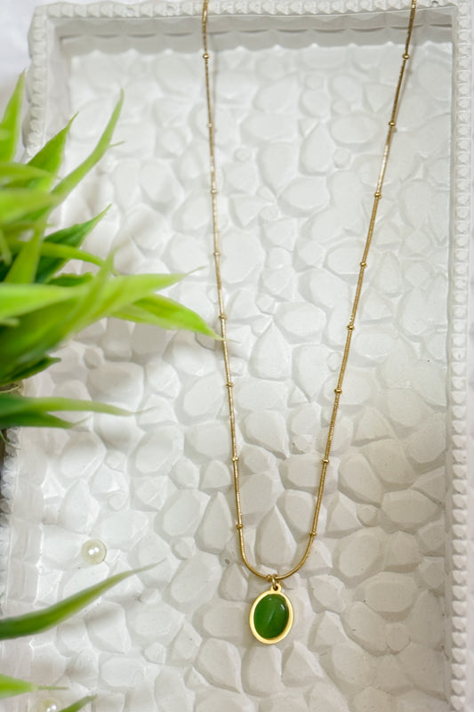 Green Oval Stone Pendant