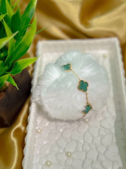 Green Leaf Clover Charm Bracelet