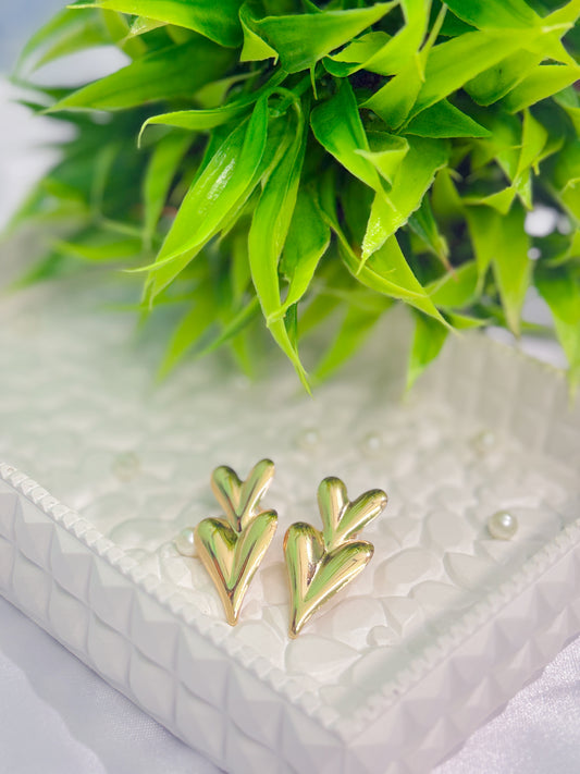 Antitarnised Dual Heart-shaped stud Earrings