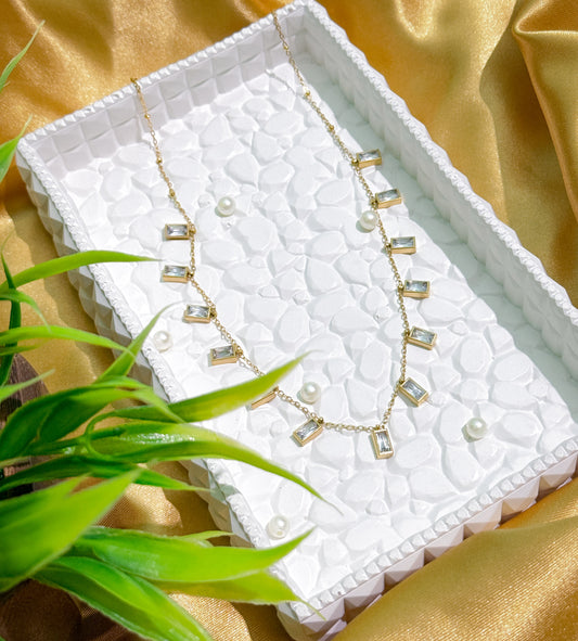 Antitarnised emerald charm necklace