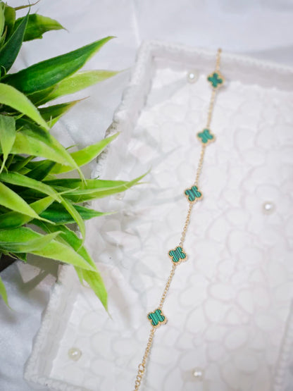 Green Leaf Clover Charm Bracelet