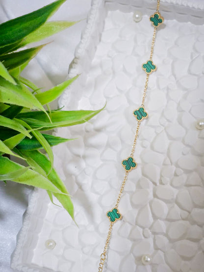 Green Leaf Clover Charm Bracelet