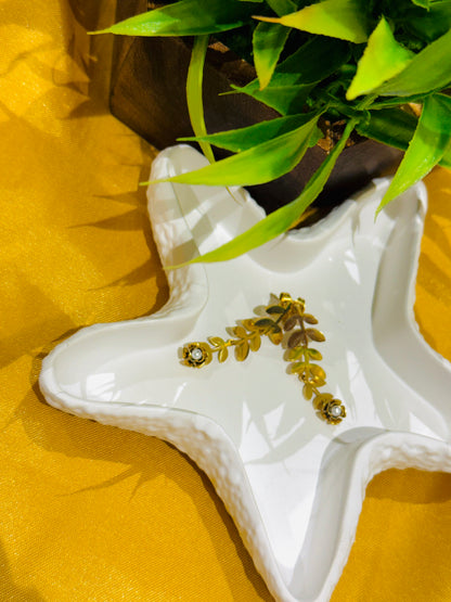 Antitarnised Floral leaf  earings