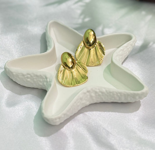 Antitarnised Gold-plated fan Earrings