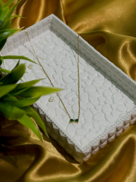 Antitarnised  Green Butterfly pendent chain