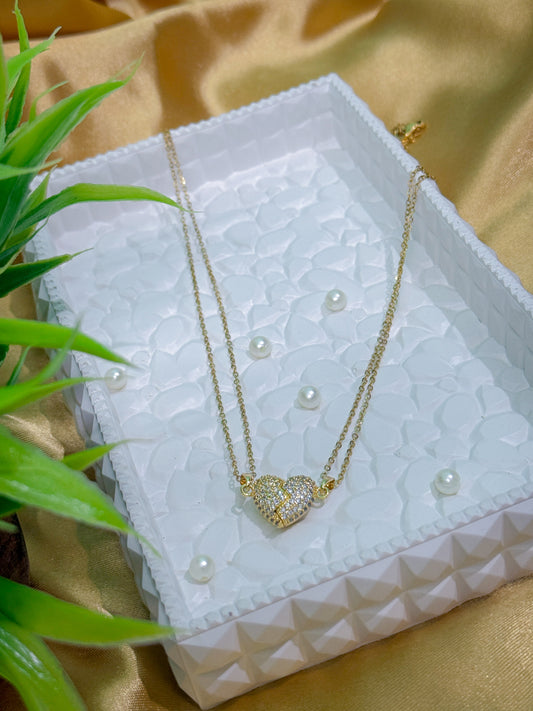 Golden Double-layered heart-shaped necklace
