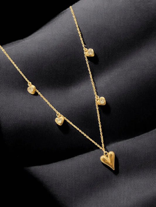 Anti-Tarnish Gold Plated Chain with Multiple Heart Charms